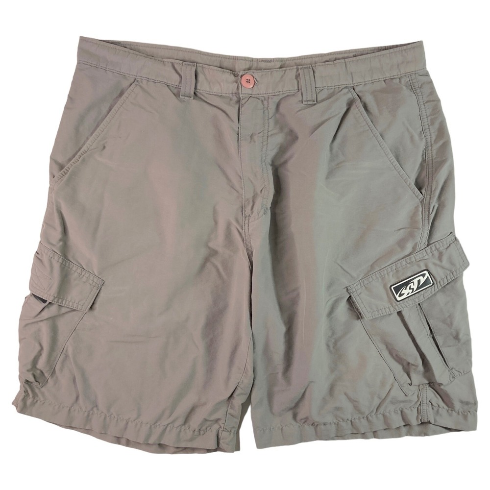XYZ Men's 38 Board Shorts Gray Cargo Surf Snow Surfing Trunks Beach Vintage 90s